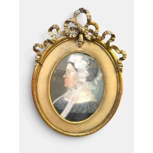 Pastel Portrait Of Madame Fuchs, Signed By Debus And Dated 1830 – Louis XVI Frame