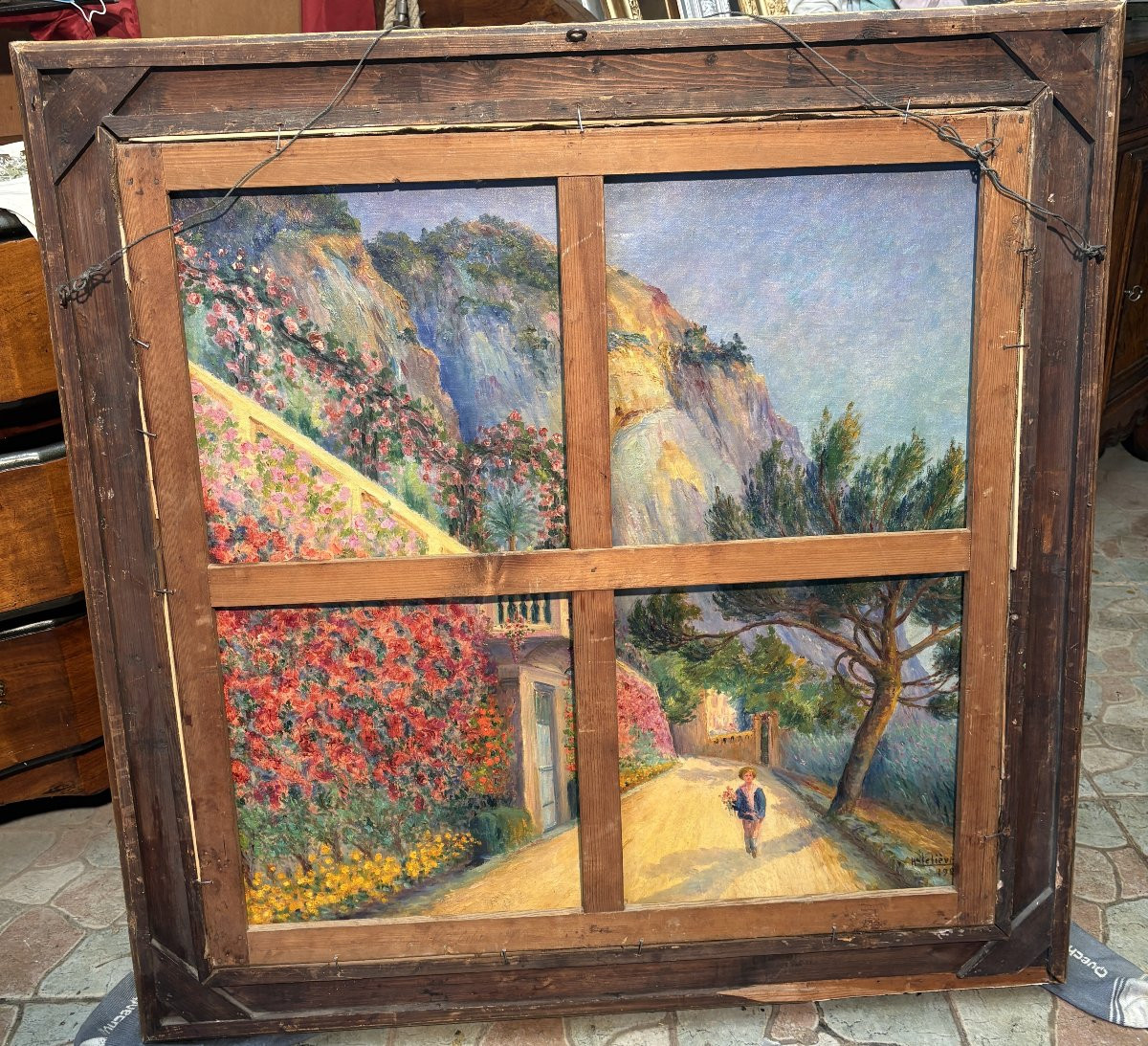 Double Huile Sur Toile Datée et Signée-photo-4