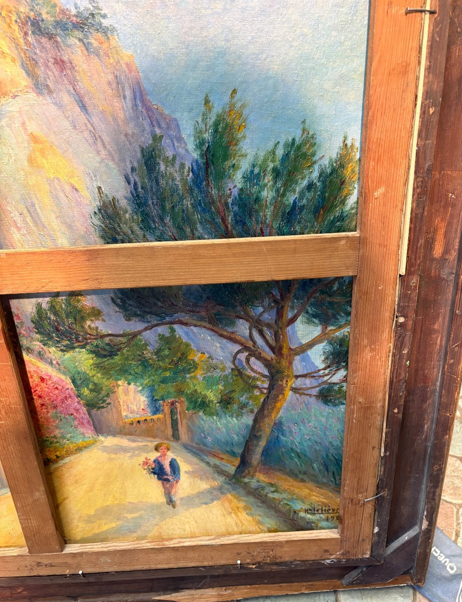 Double Huile Sur Toile Datée et Signée-photo-3