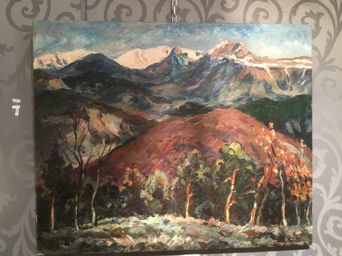 Oil On Canvas  By Maurice Vagh Weinmann "snowy Summits"