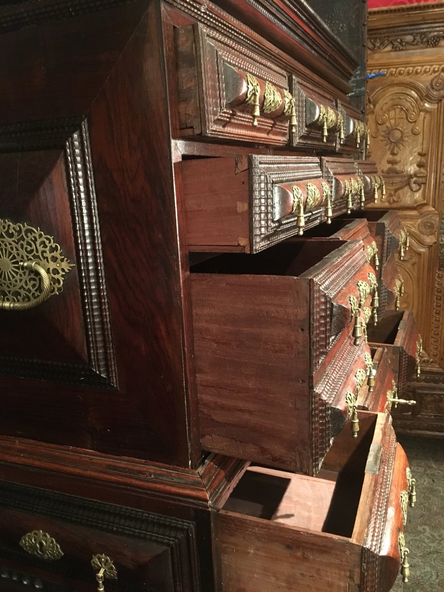 Indo-portuguese Cabinet In Brazilian Rosewood, 17th Century-photo-4