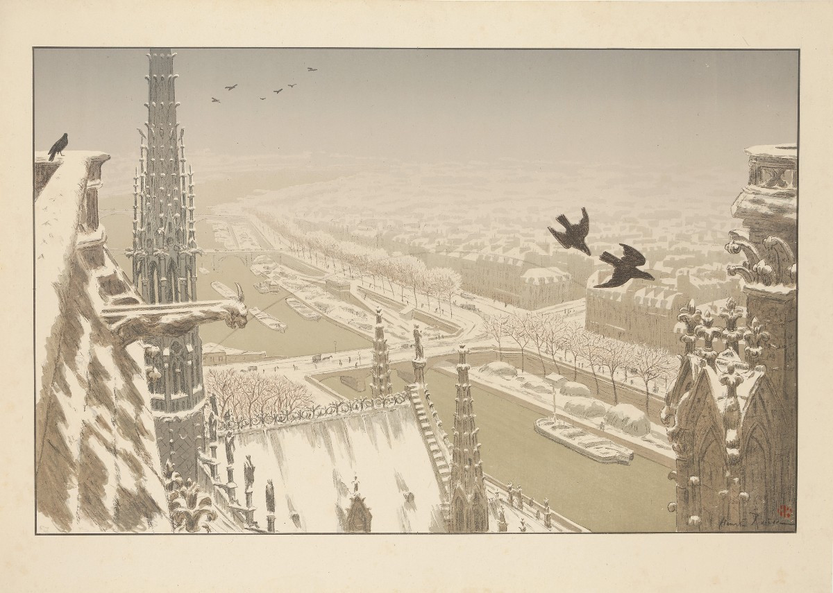 Chromolithographie "Du haut des tours de Notre-Dame" - Henri Rivière (1864–1951)