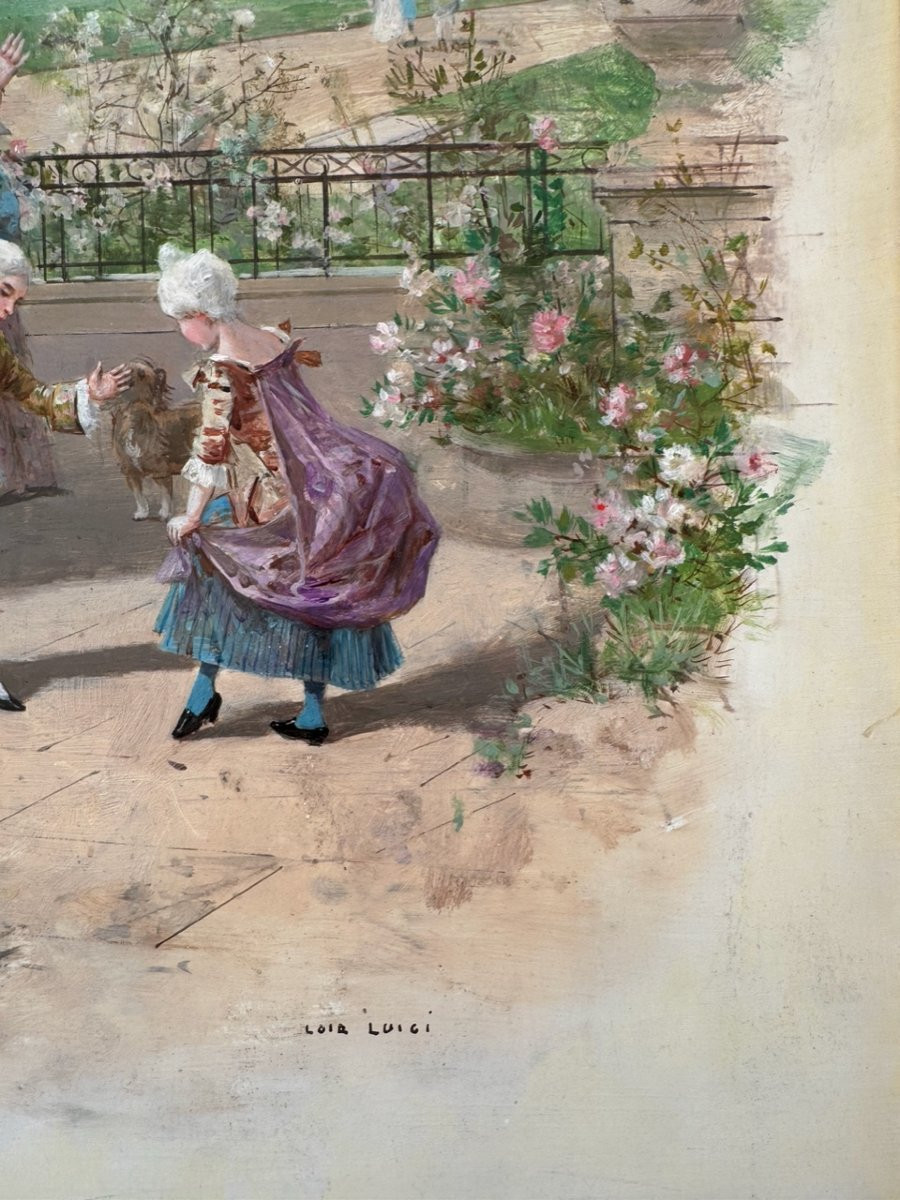 Oil On Panel: "the Dance" - Luigi Loir (1845–1916)-photo-2
