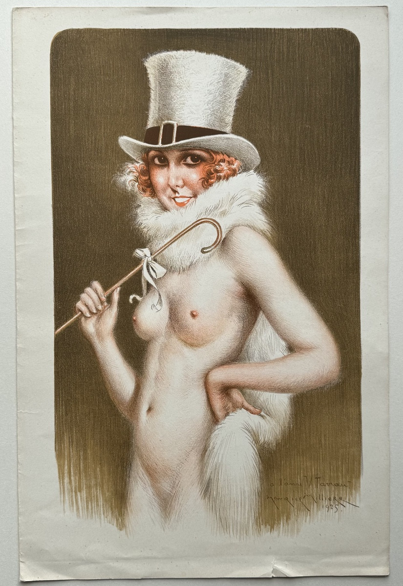 Menu ancien illustré par Maurice Millière – Le Cornet 1925 – Chromolithographie