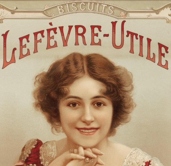 LA FEMME AUX NŒUDS ROSES - Chromolithographie - Calendrier LU / Lefèvre-Utile-photo-2