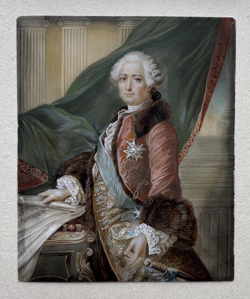 Miniature Portrait Of The Marquis De Marigny / Late 18th – Early 19th Century-photo-1