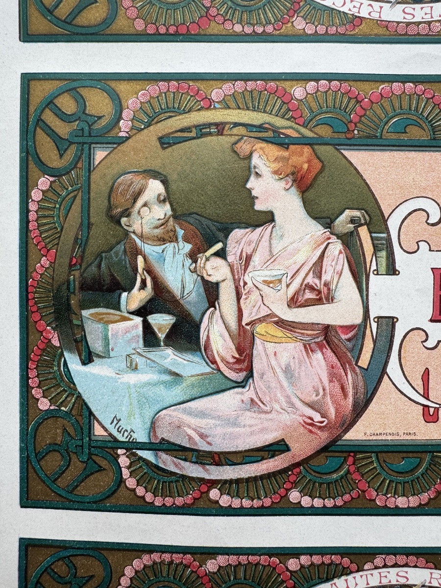 Mucha - Chromolithograph - Biscuit Tin Cover For “boudoir Biscuits”-photo-2