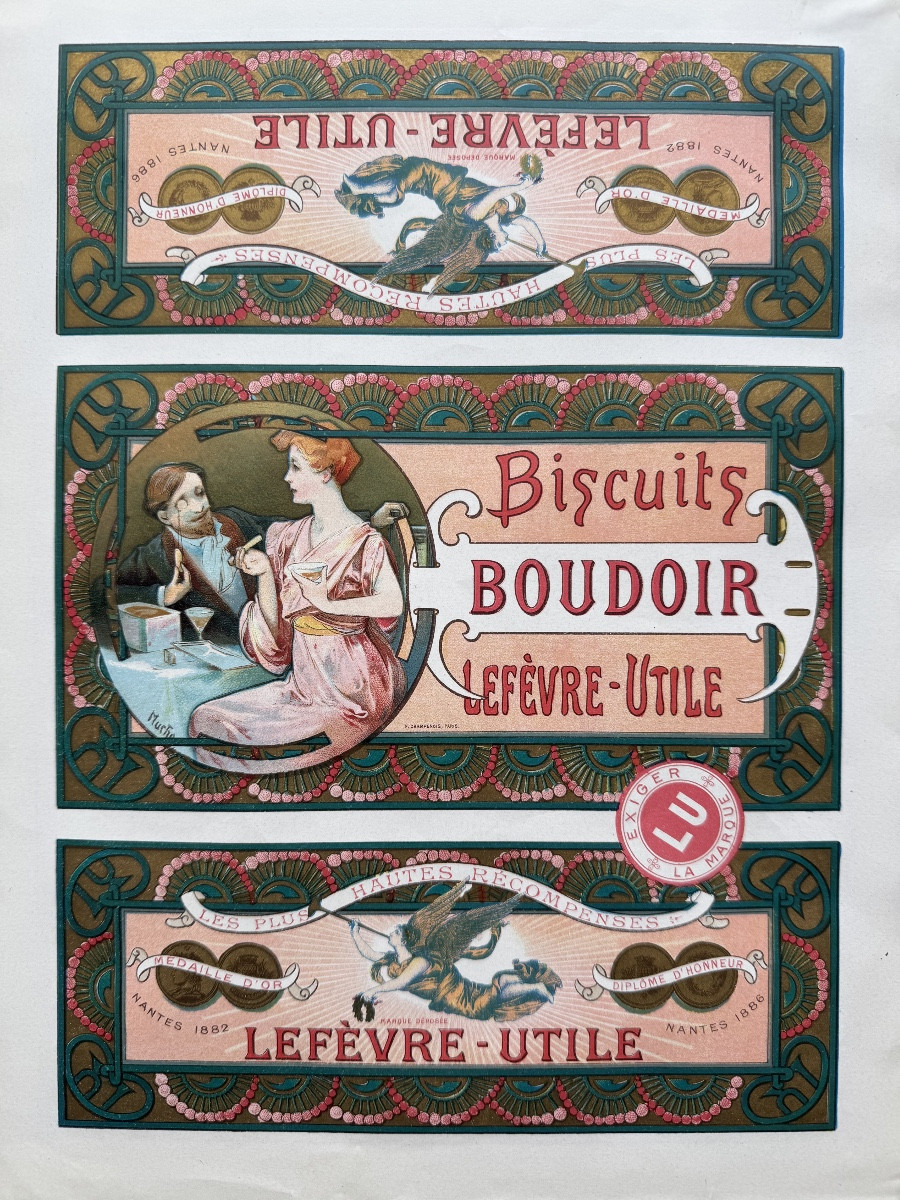 Mucha - Chromolithograph - Biscuit Tin Cover For “boudoir Biscuits”