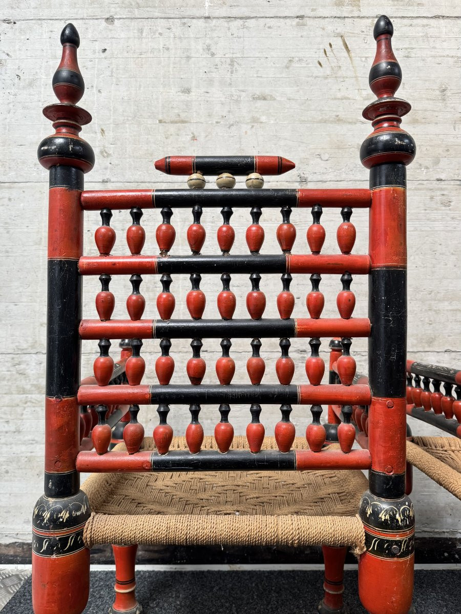 Rajasthan / aire punjabi – Très belle paire de fauteuils d’apparat, vers 1890–1910-photo-4