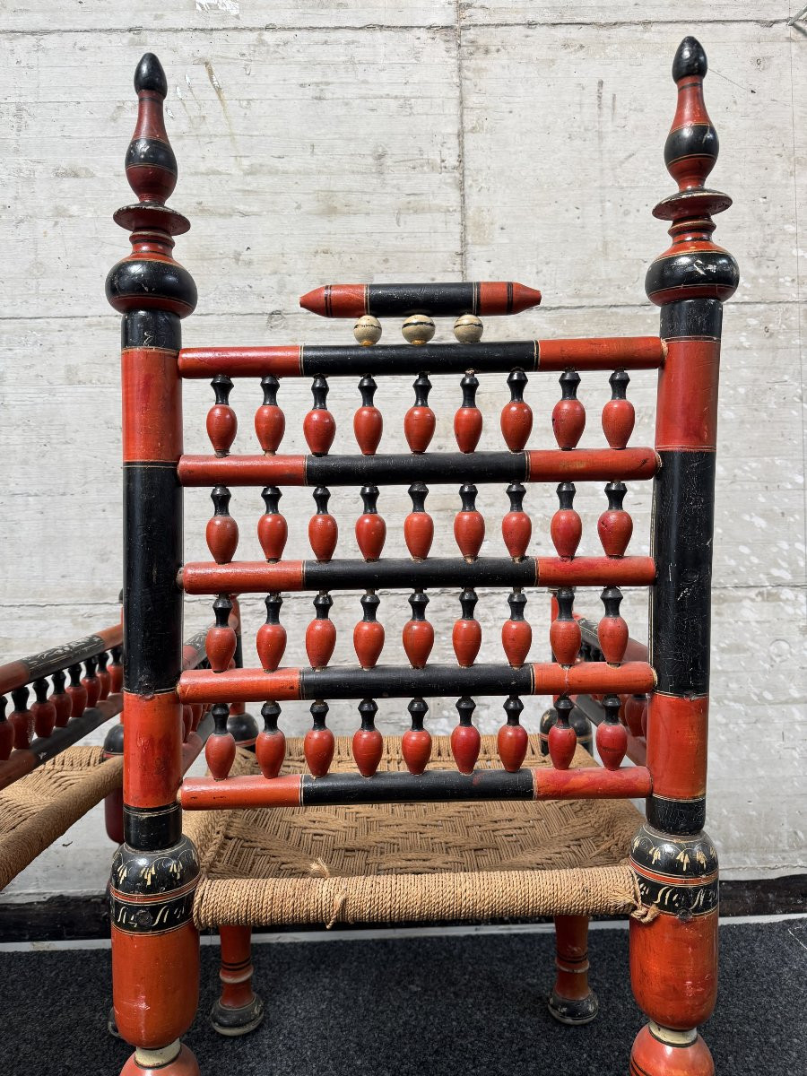 Rajasthan / aire punjabi – Très belle paire de fauteuils d’apparat, vers 1890–1910-photo-4