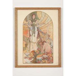 Chromolithographie Estampe Moderne "L'incantation" - Alphonse MUCHA (1860-1939)
