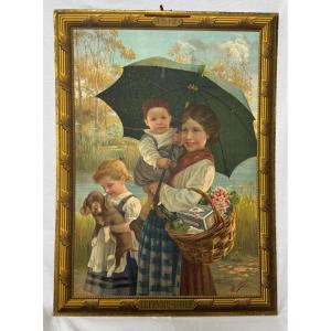 « Le Retour du marché » - Panonceau lithographié / LU, Lefèvre-Utile 