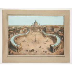 Rome - Enhanced Engraving - Piazza San Pietro, Rome