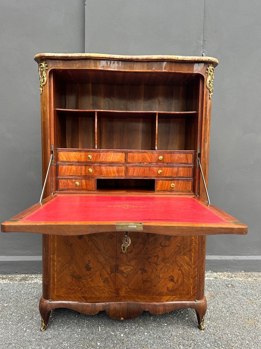 Secrétaire Galbé à Abattant Estampillé P. Roussel, époque Louis XV-photo-7