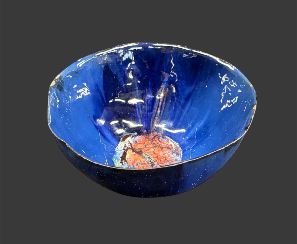 Fausto Melotti (1901 - 1986) Coupelle En Céramique Polychrome émaillée-photo-1