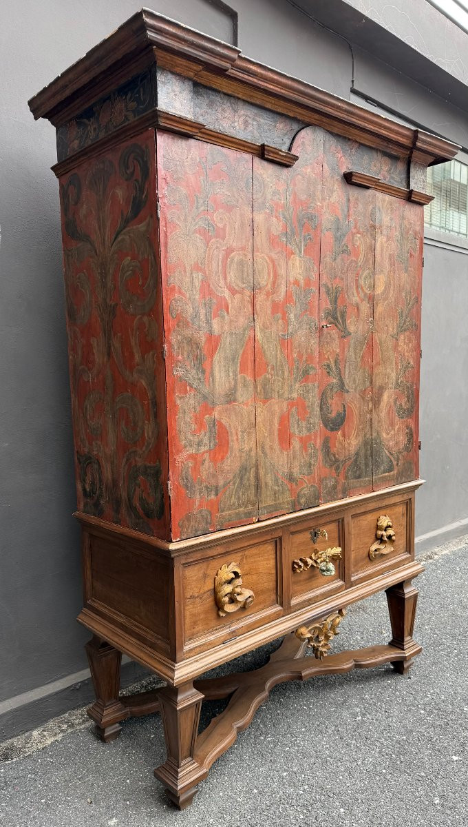 Cabinet Or Display Cabinet In Lacquered Wood And Natural Wood, 18th Century-photo-1