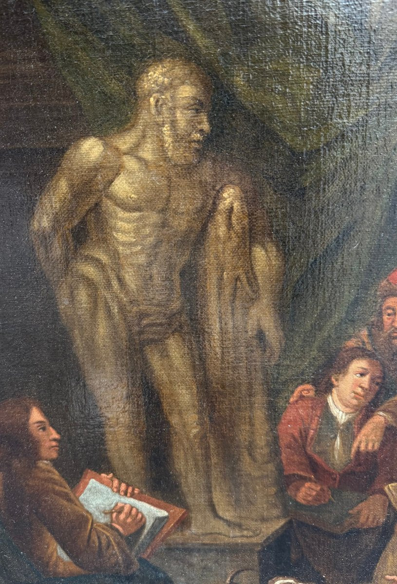Att. à Thomas Gérard (1663-1720) Hst " Le Cours De Dessin" Fin XVIIème Siècle-photo-3