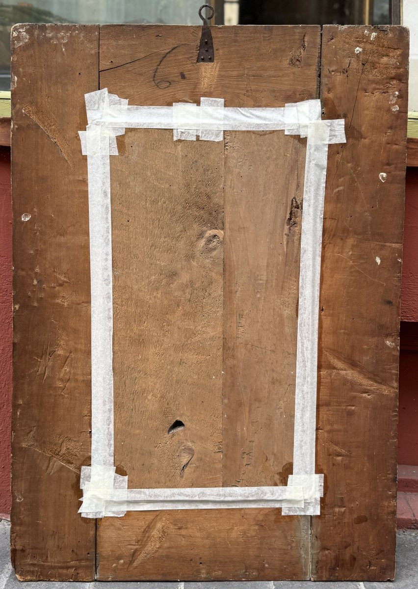 Cadre ancien En Bois Scupté et doré, Italie XVII° Siècle-photo-2