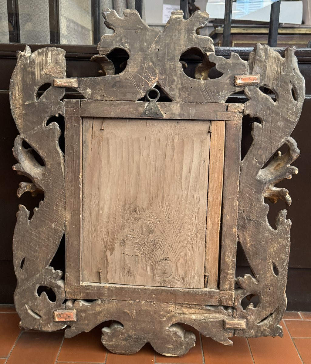 Italian Mirror In Carved And Gilded Wood, 17th Century-photo-3