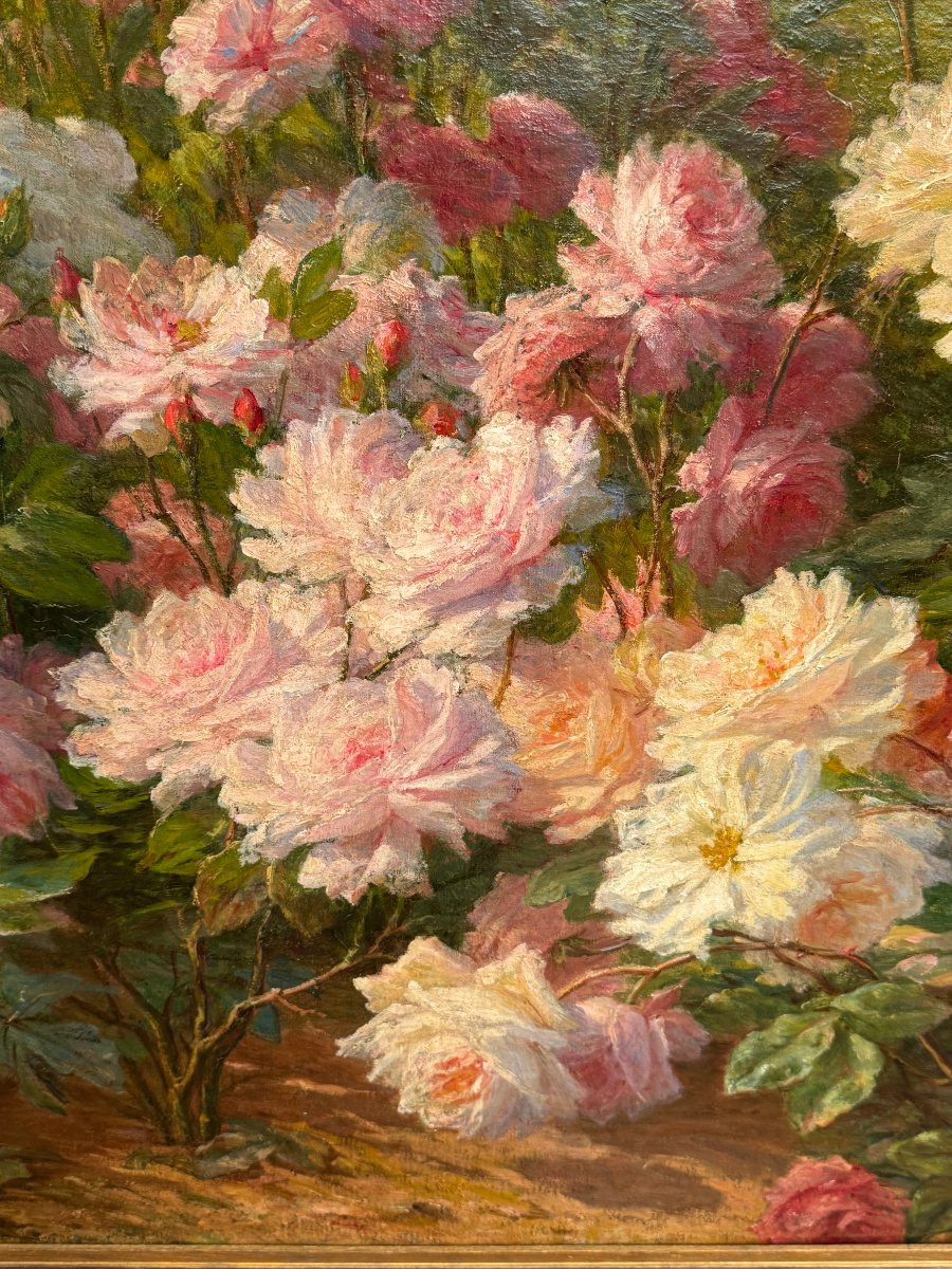 Perrin Gabriel - École Lyonnaise "Nature morte aux fleurs et paysage" XIX° Siècle-photo-2