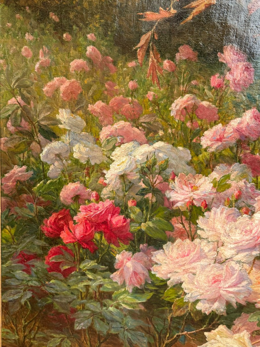 Perrin Gabriel - École Lyonnaise "Nature morte aux fleurs et paysage" XIX° Siècle-photo-4