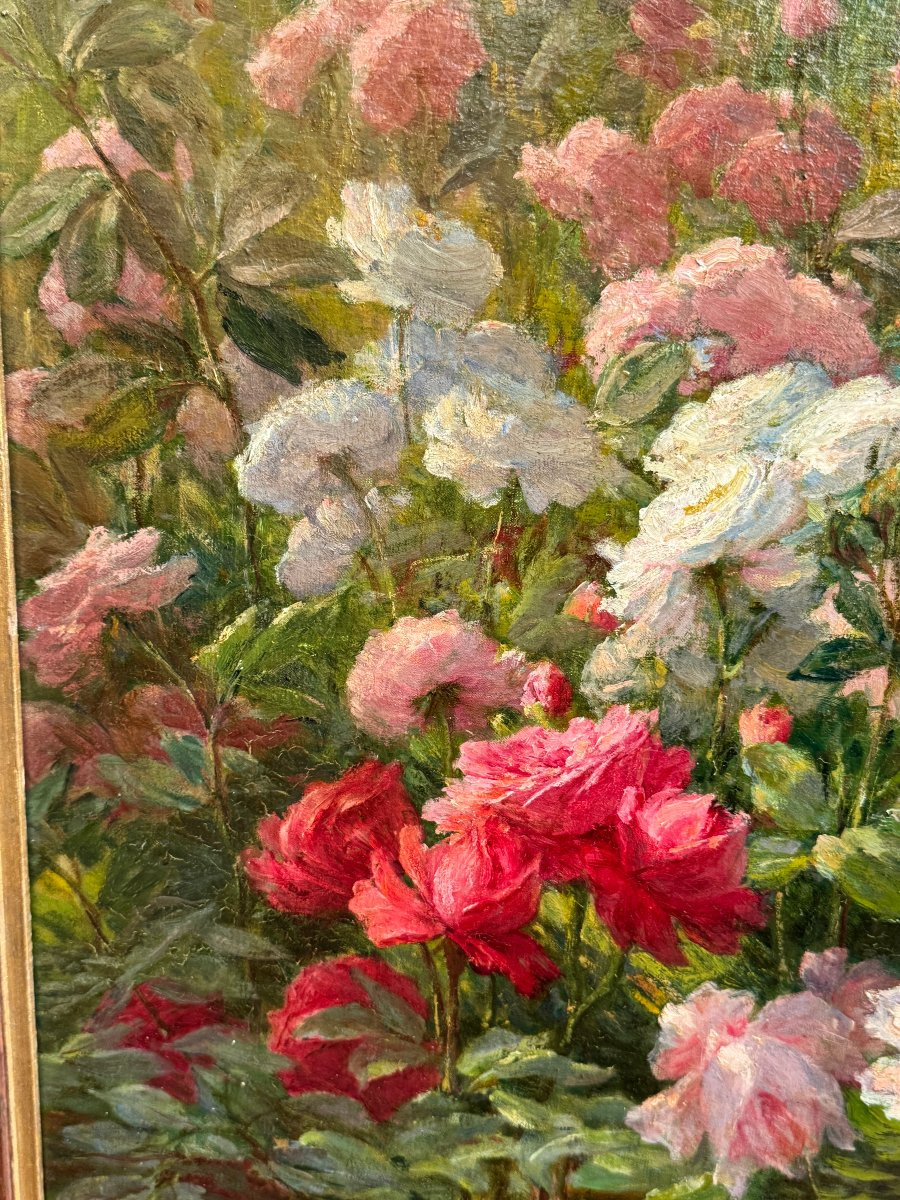 Perrin Gabriel - École Lyonnaise "Nature morte aux fleurs et paysage" XIX° Siècle-photo-8