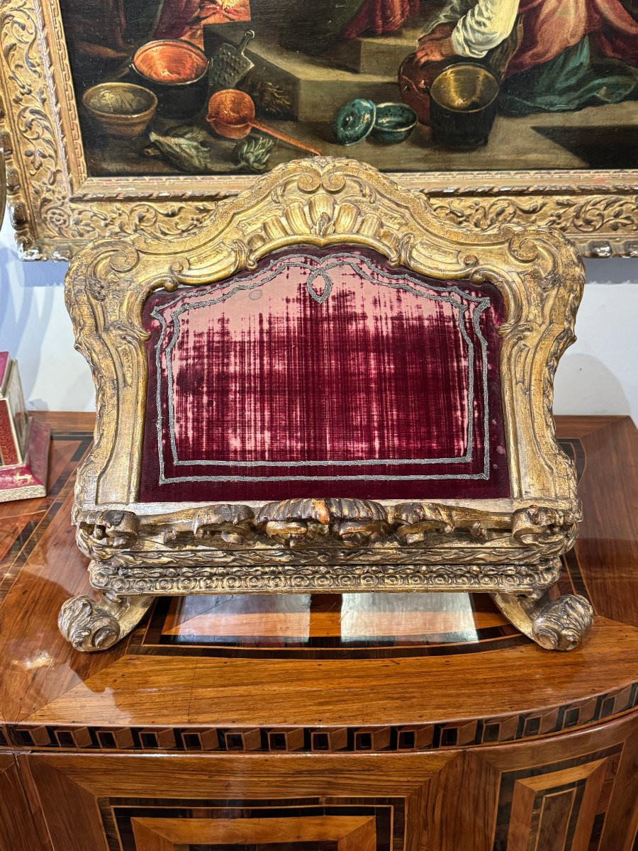 Carved And Gilded Wooden Lectern, Italy, Rome, Louis XIV Period-photo-2