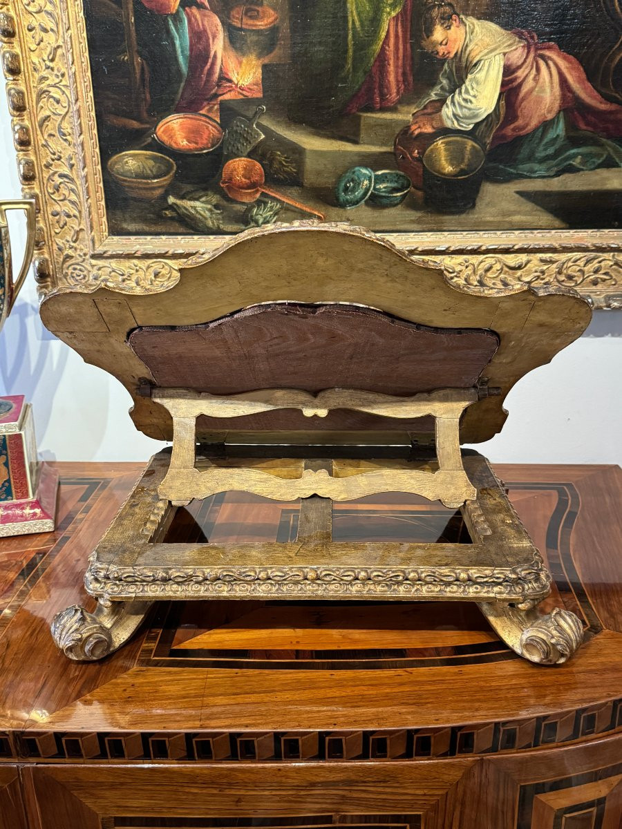 Carved And Gilded Wooden Lectern, Italy, Rome, Louis XIV Period-photo-4