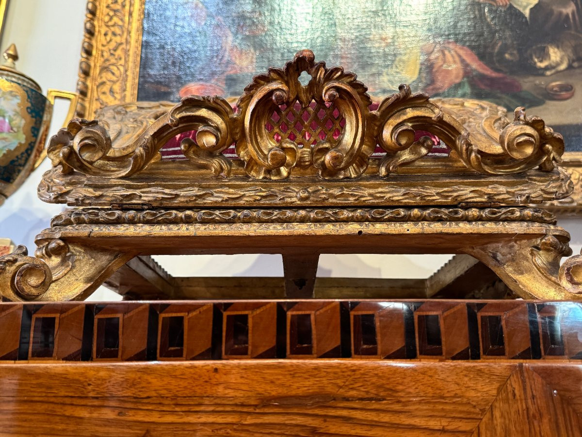 Carved And Gilded Wooden Lectern, Italy, Rome, Louis XIV Period-photo-3