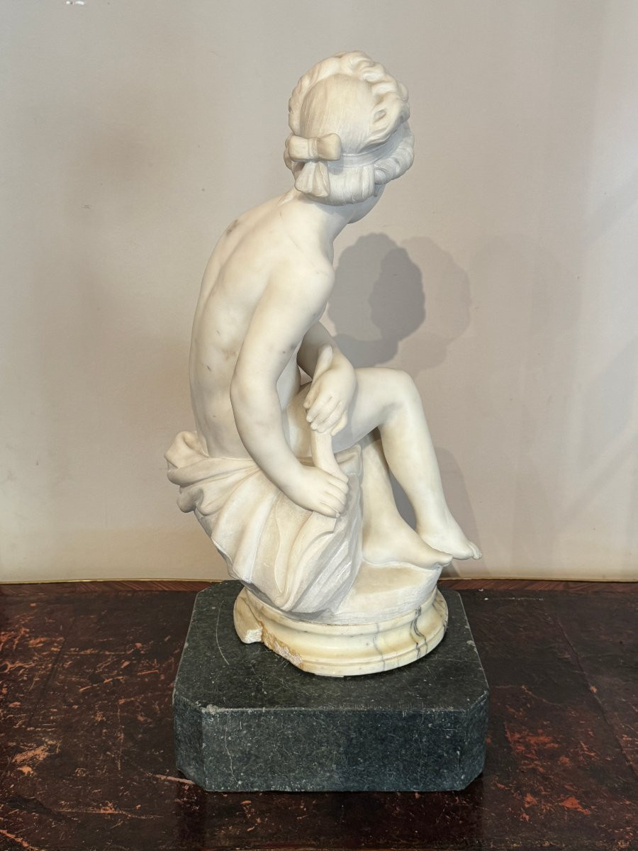 Sculpture en marbre " Psyché cachant l'arc de l'amour " XIXème-photo-6
