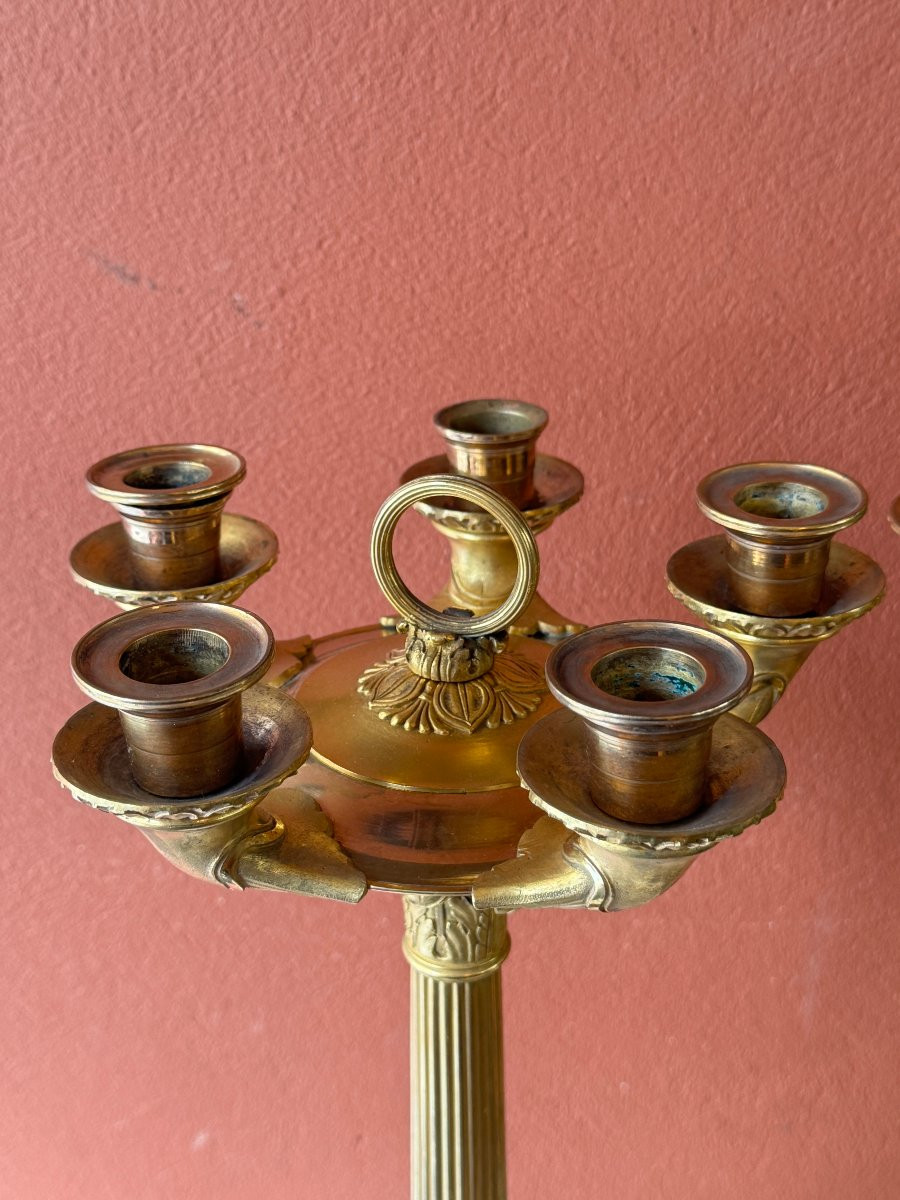 Paire de candélabres en bronze doré, époque XIX° siècle-photo-1