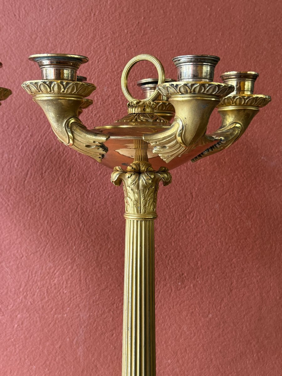 Paire de candélabres en bronze doré, époque XIX° siècle-photo-5