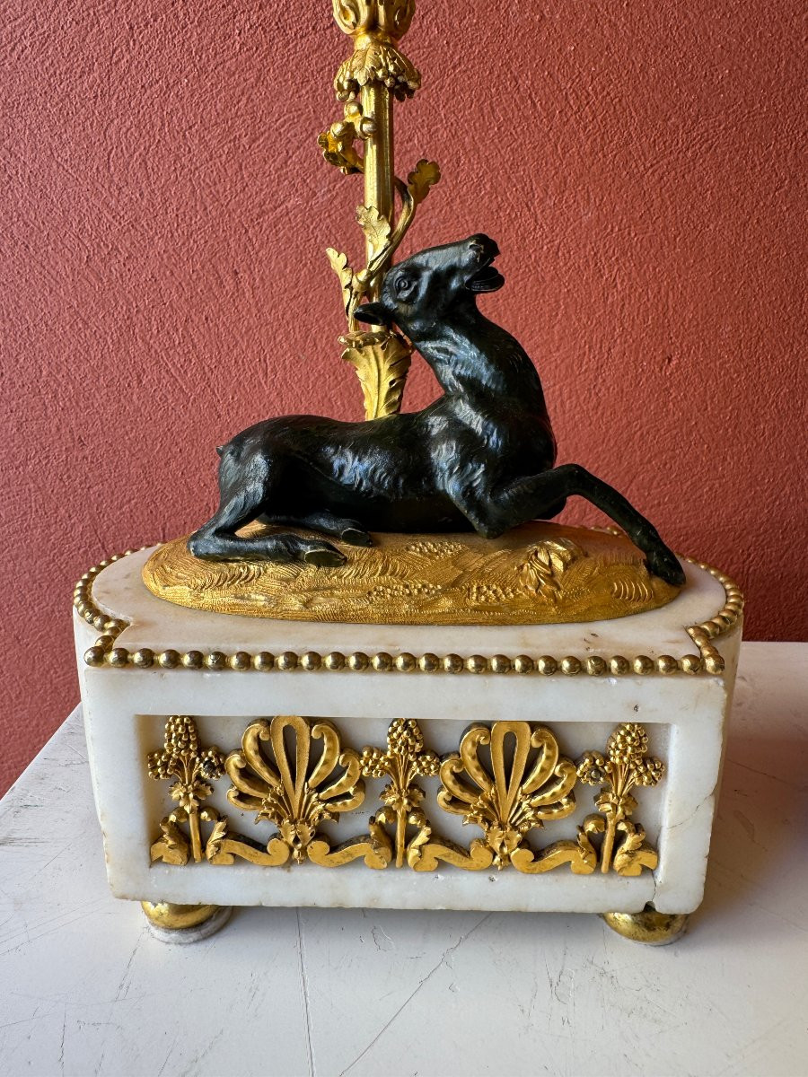 Paire de candélabres "aux cerfs" d'époque Louis XVI-photo-2
