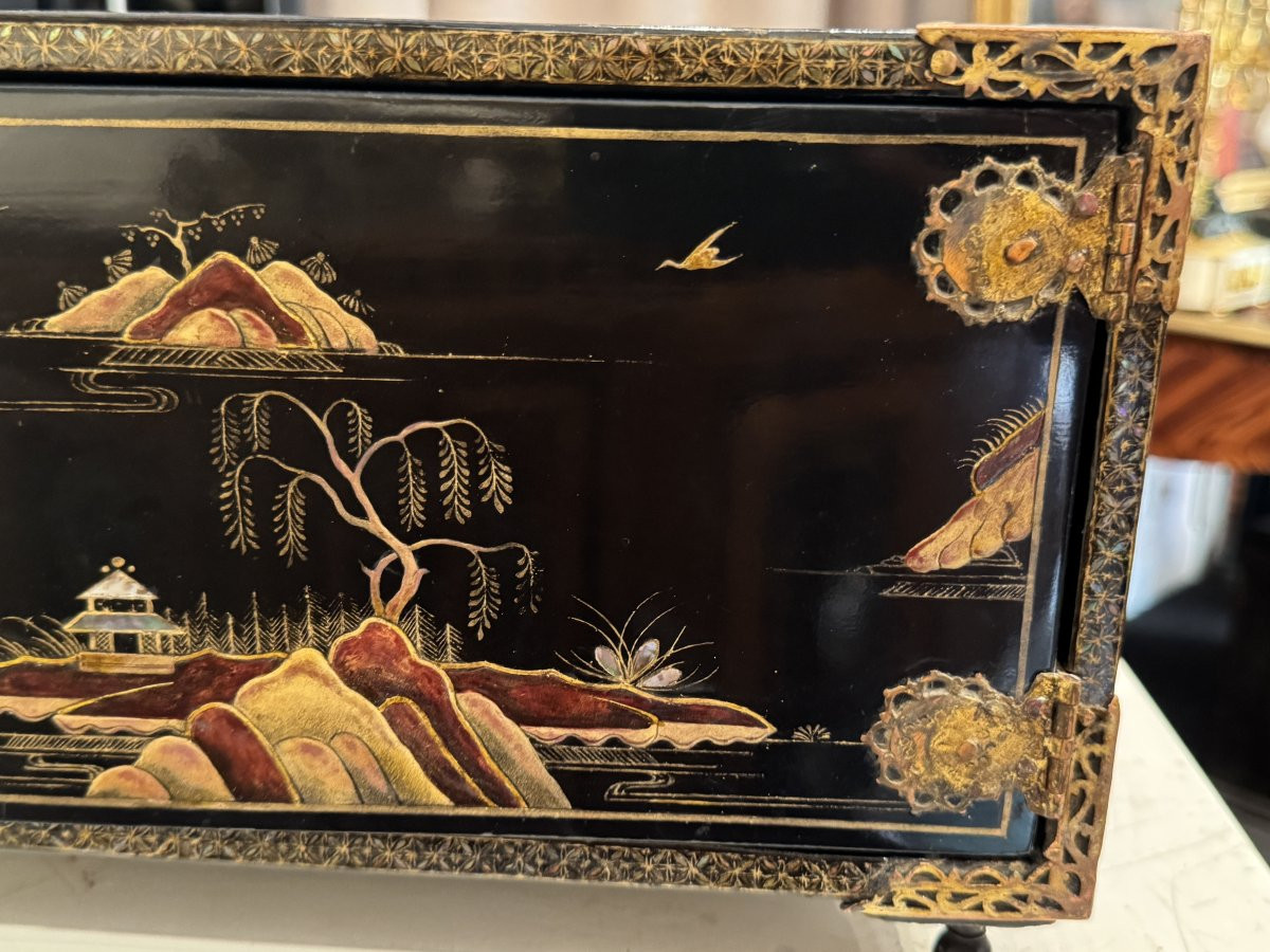 Coffret écritoire de voyage en laque incrustation nacre - Japon XVIII° - Art Namban-photo-5