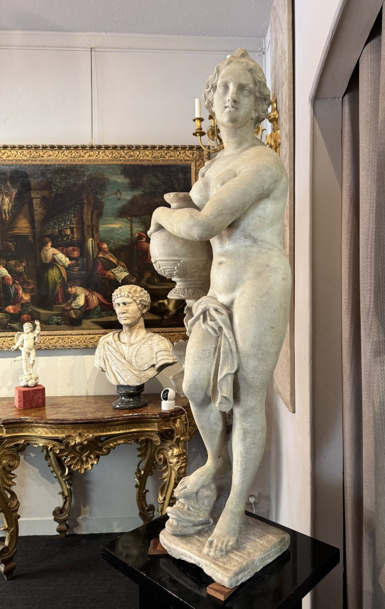 Large Venus In Carrara Marble, Italy, 18th Century-photo-8