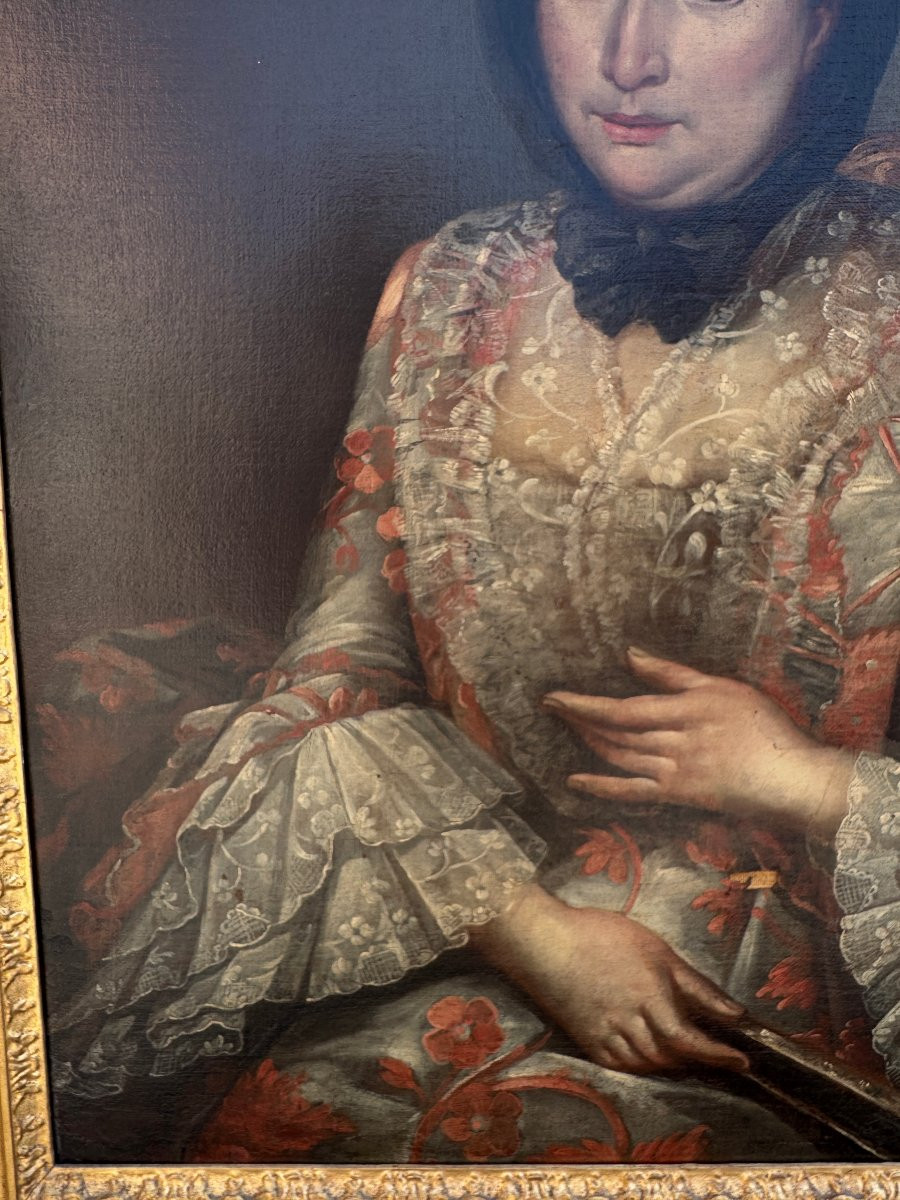 Huile sur toile "Portrait de dame" XVIII° siècle-photo-1
