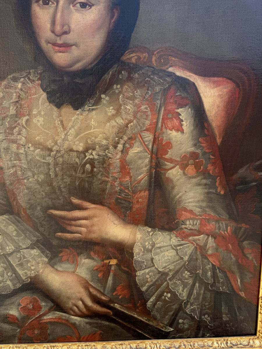 Huile sur toile "Portrait de dame" XVIII° siècle-photo-2