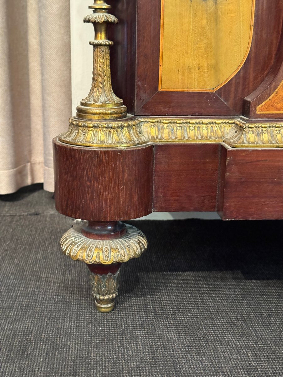 Paul Sormani Att. To - Sideboard In Veneered Wood, Marquetry And Gilded Bronze, 19th Century -photo-3
