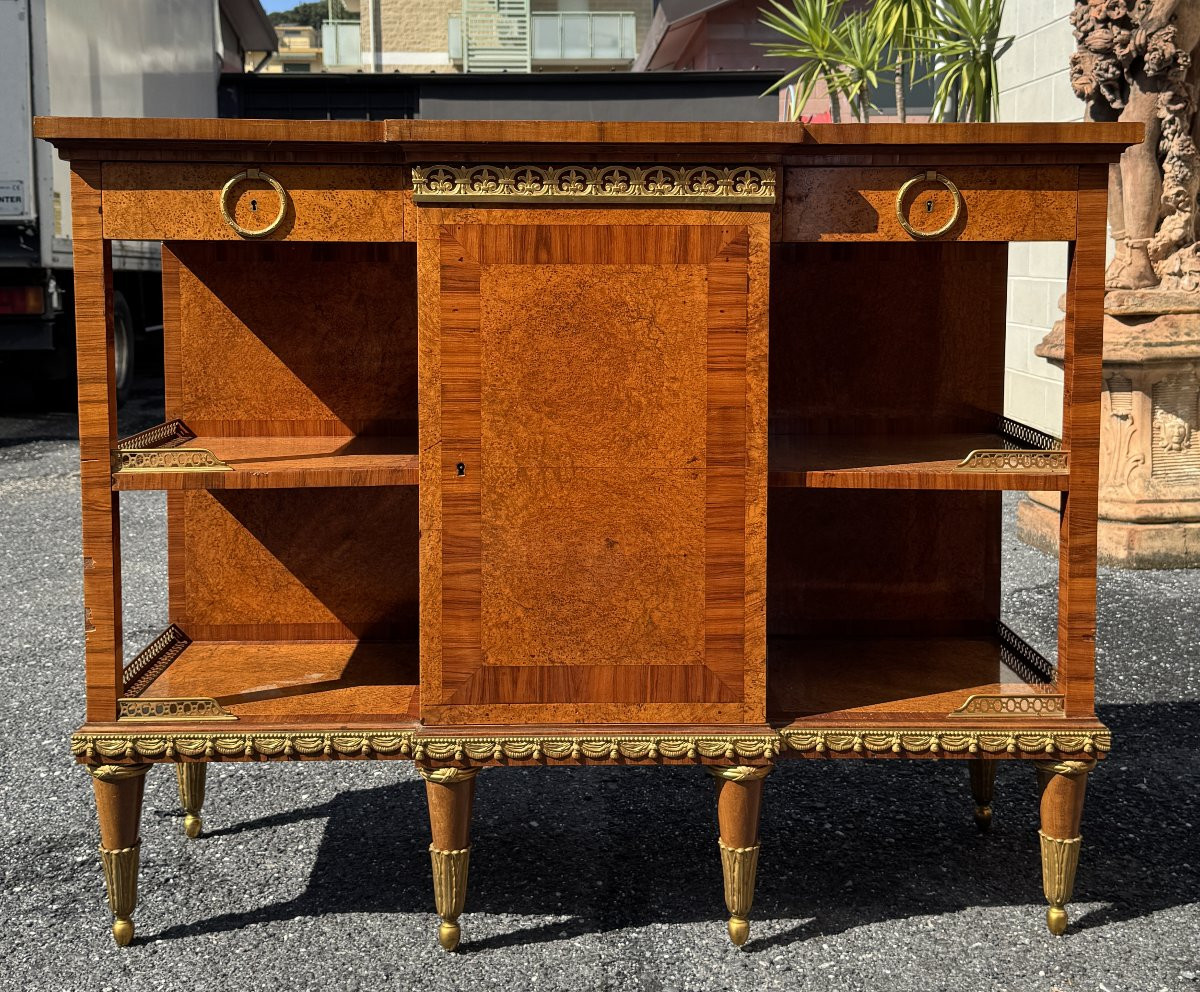 Dining Room In Elm Burl Veneer And Gilded Bronze, Gouffé Jeune, Early 20th Century-photo-3