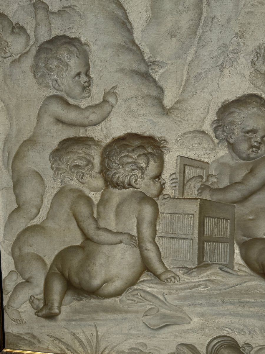 De Wit Jacob (amsterdam, C. 1695 - 1754) Att. To - Hst "the Playing Cupids" 18th Century  -photo-2