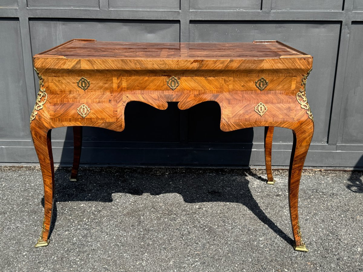Bureau galbé d'époque Louis XV en bois de violette, Italie, XVIII° siècle-photo-7