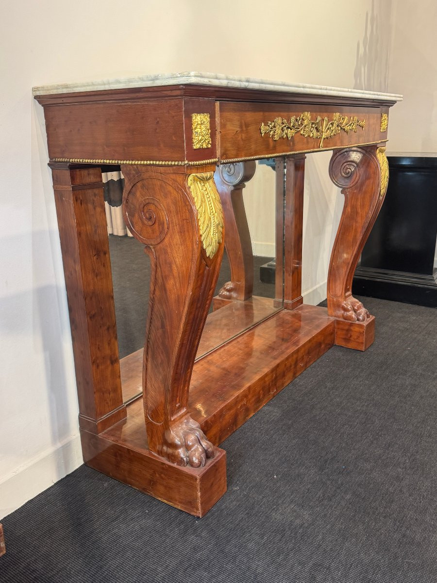 JACOB-DESMALTER - Console en acajou et bronze doré, XIX° siècle-photo-3