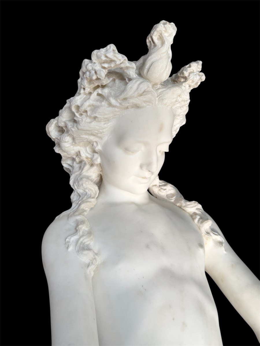 Importante sculpture en marbre blanc de Carrare, XIX° siècle-photo-2
