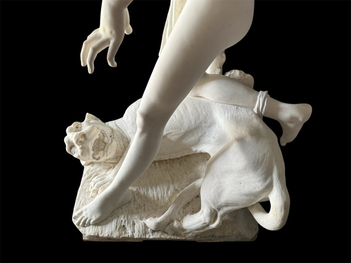 Importante sculpture en marbre blanc de Carrare, XIX° siècle-photo-3