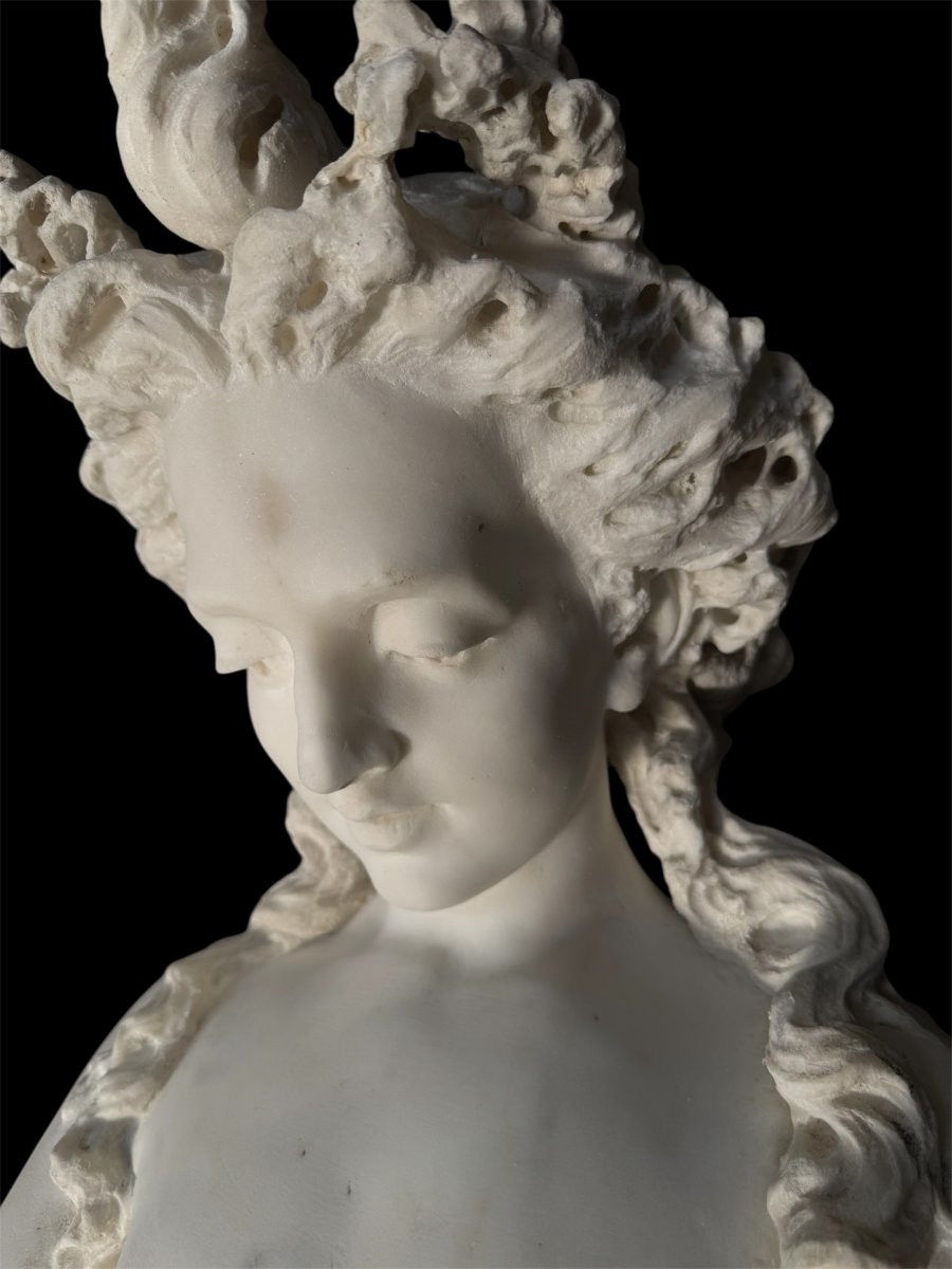Importante sculpture en marbre blanc de Carrare, XIX° siècle-photo-4