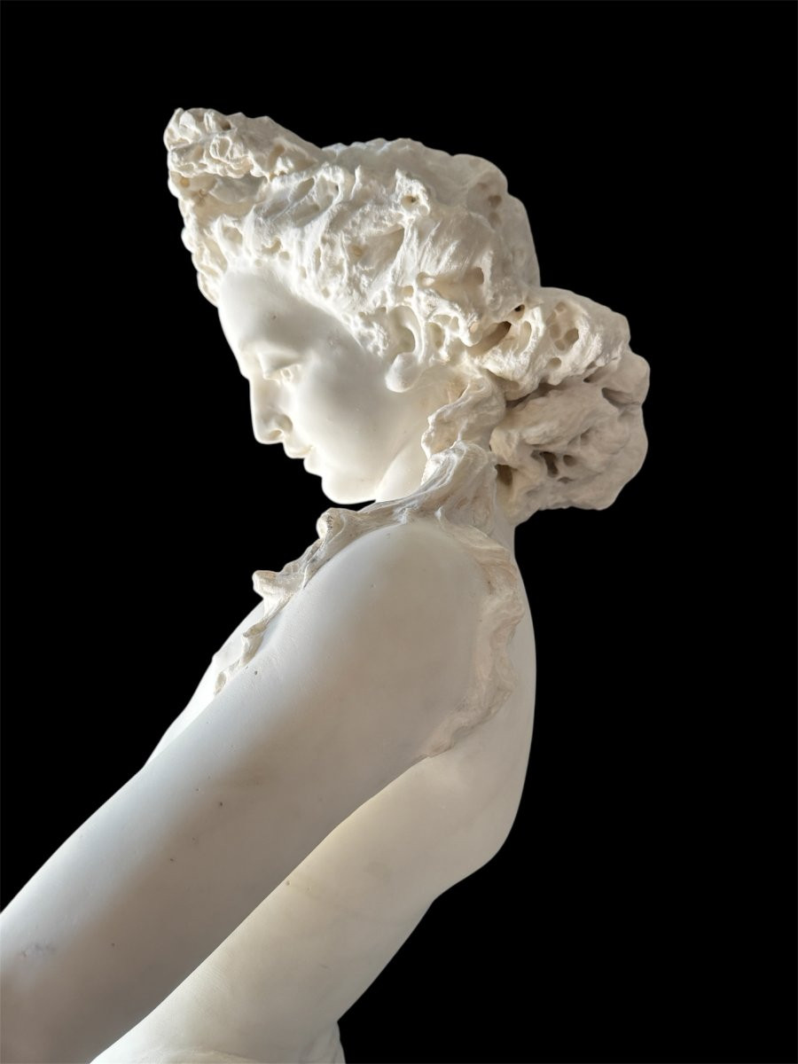 Importante sculpture en marbre blanc de Carrare, XIX° siècle-photo-4