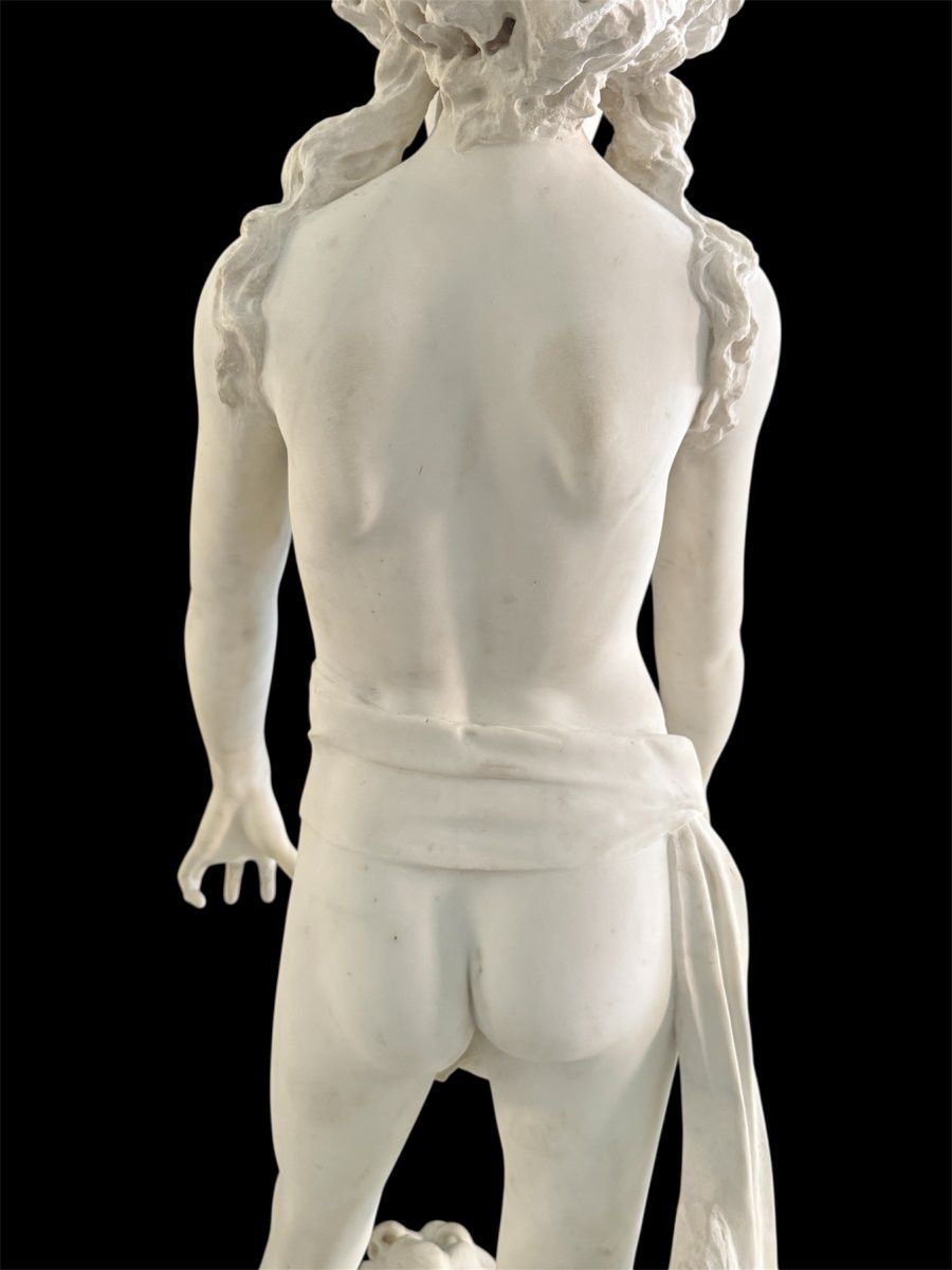 Importante sculpture en marbre blanc de Carrare, XIX° siècle-photo-5