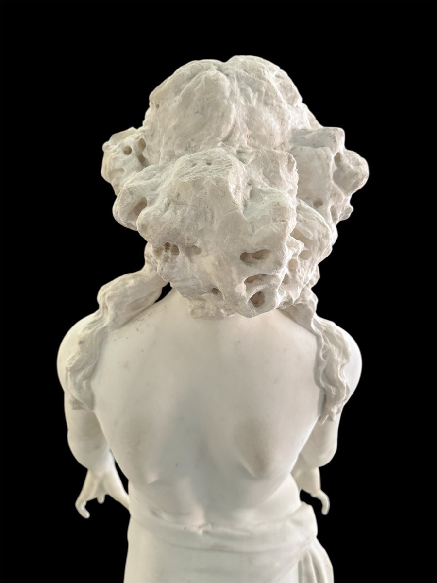 Importante sculpture en marbre blanc de Carrare, XIX° siècle-photo-6