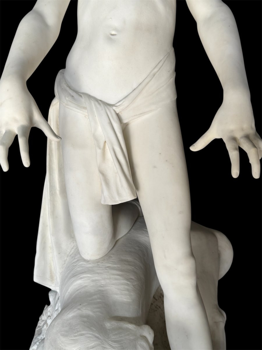 Importante sculpture en marbre blanc de Carrare, XIX° siècle-photo-7