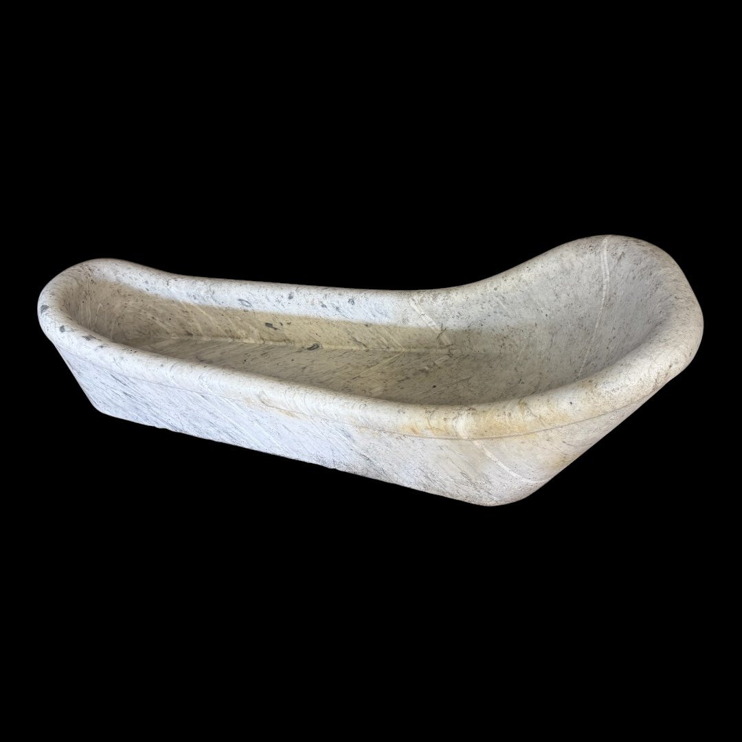 Grande vasque en marbre de Carrare, XVIII° siècle-photo-2